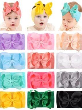 Baby Girl Headbands Set Soft Stretch Bow Headwrap Newborn Toddler Hair Bands